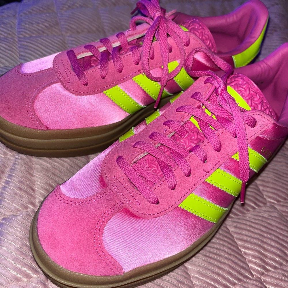 Adidas Neon Pink and Lime Sneakers Gazelles - Picture 7 of 8